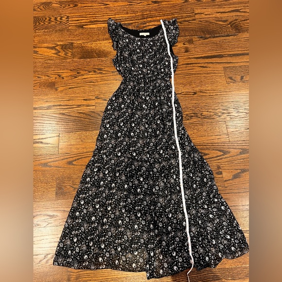 High-low floral Italian silk dress with black lining - Picture 1 of 4
